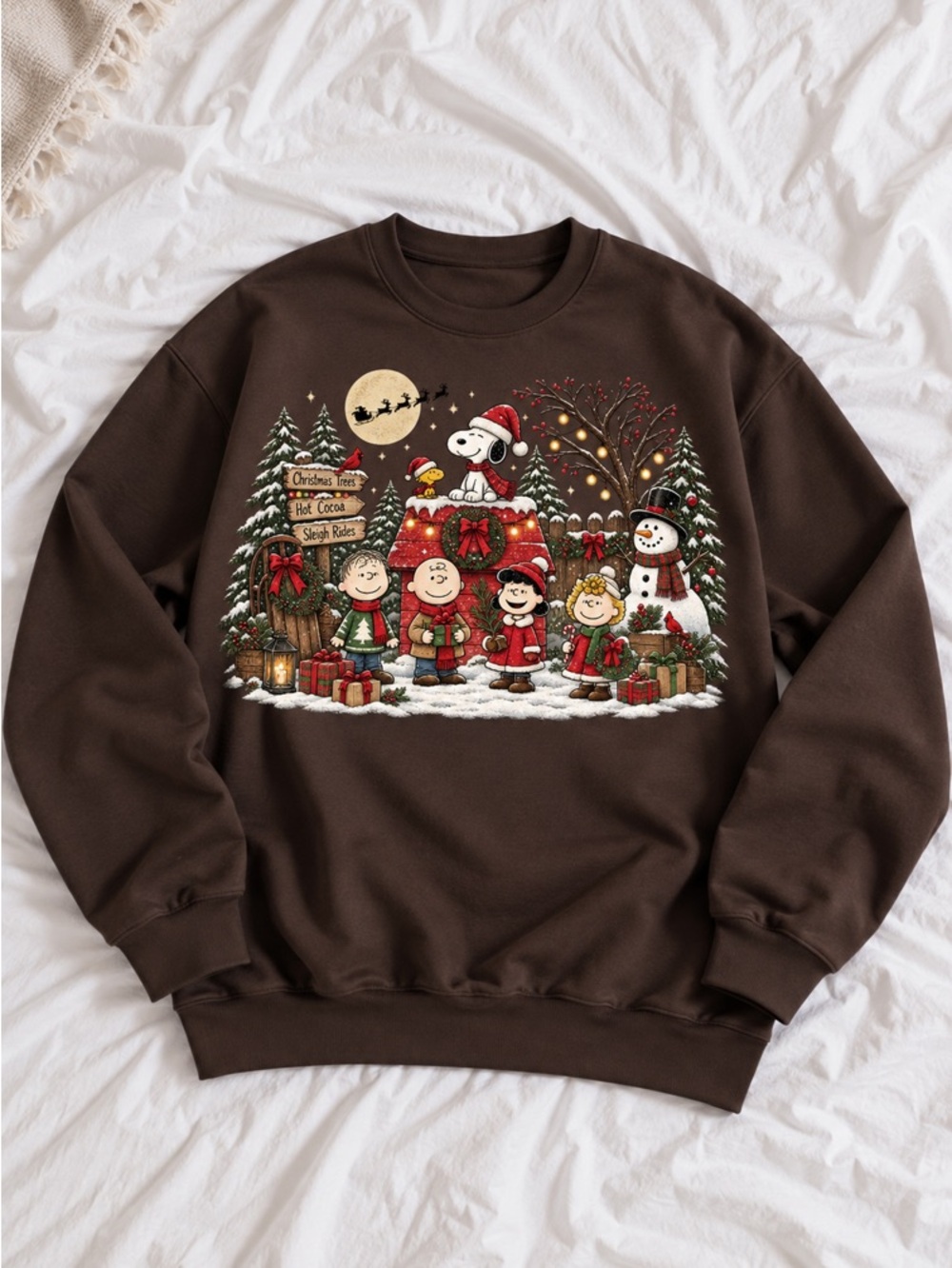 Snoopy Christmas Dark Chocolate Crewneck Sweatshirts